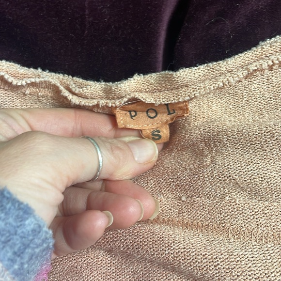 POL sweater faded stripes pink sz Small button placket boutique purchase - Picture 2 of 8